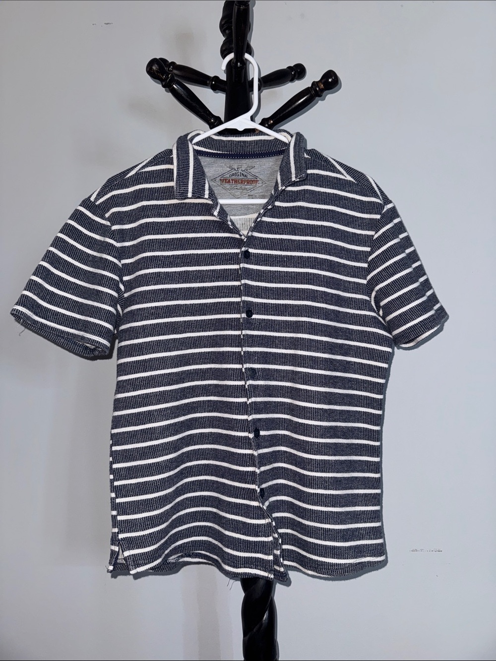 Tartine et Chocolat Navy and White Striped Short-Sleeve Polo 20.T